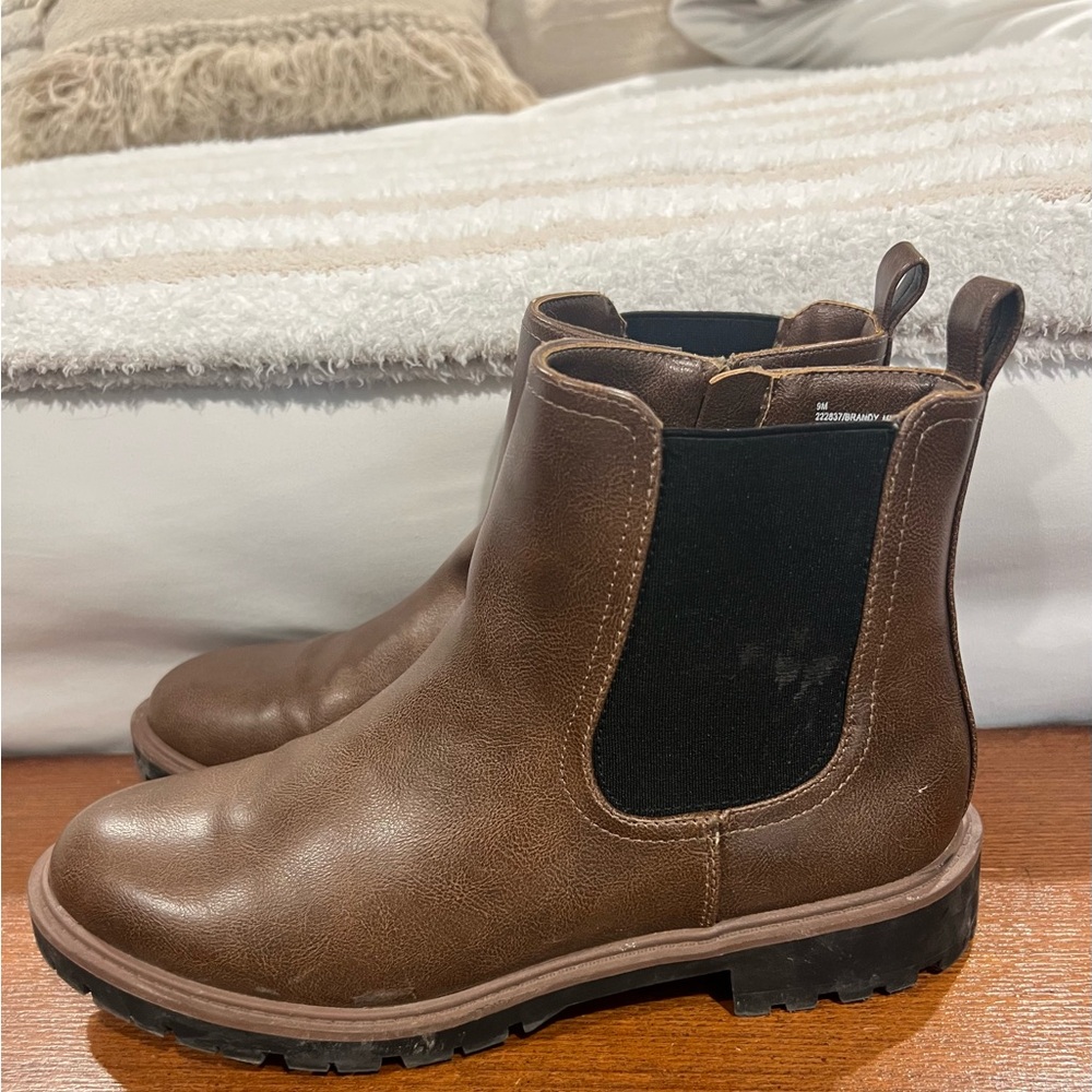 Maurices Brown Ankle Boots with Black Accents